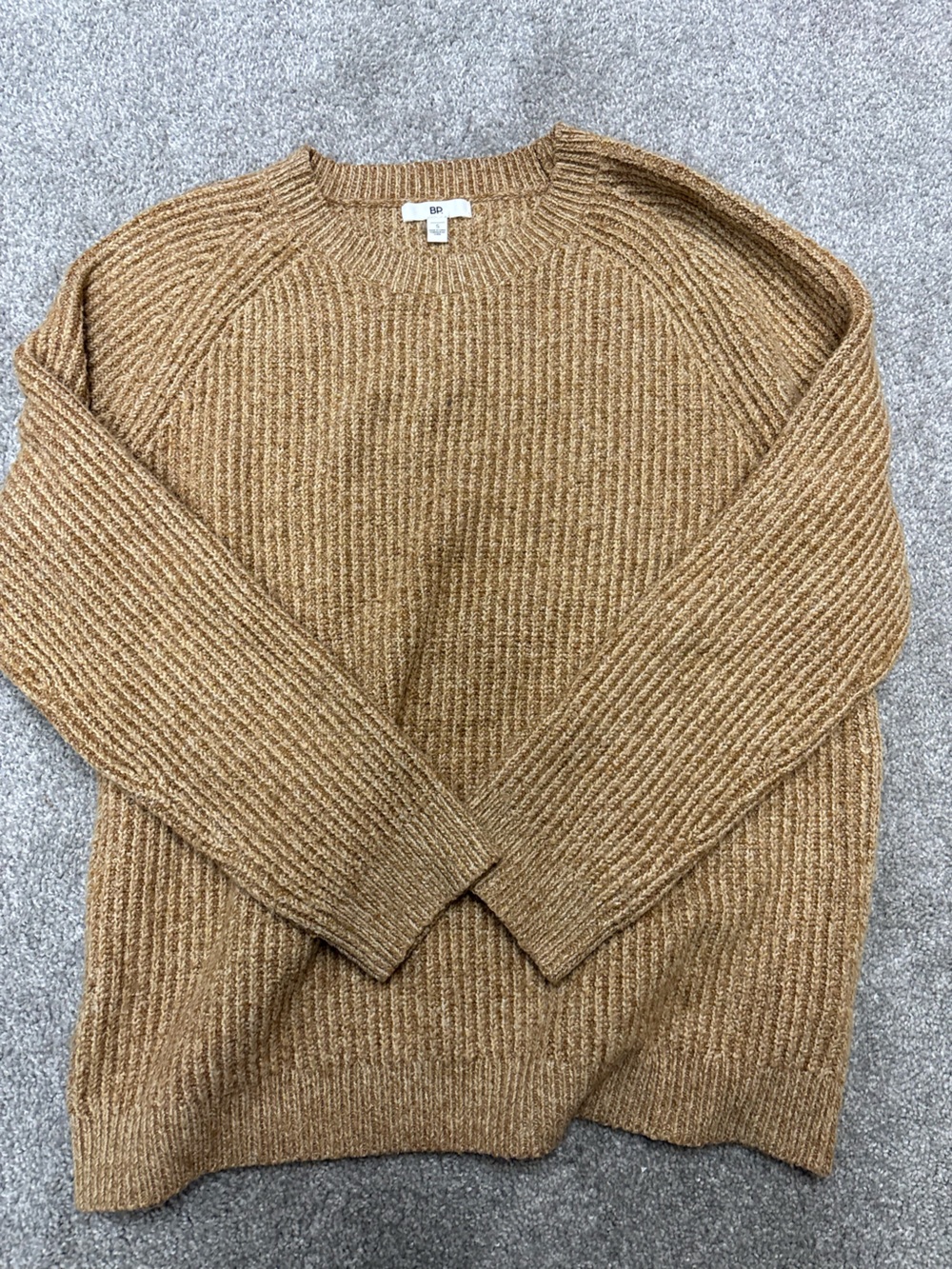 Ribbed Crewneck Sweater in Camel